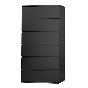 Black Dresser, 6 Drawer Dresser with Handleless Drawer Cabinet