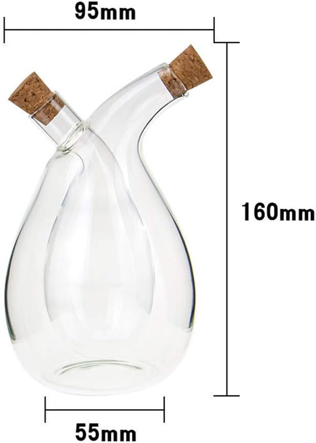 Glass Olive Oil Bottle Cruet, Hand-Blown, Moist Bottom, High Borosilicate Glass, 2 in 1 Oil and Vinegar Bottle, 2 oz