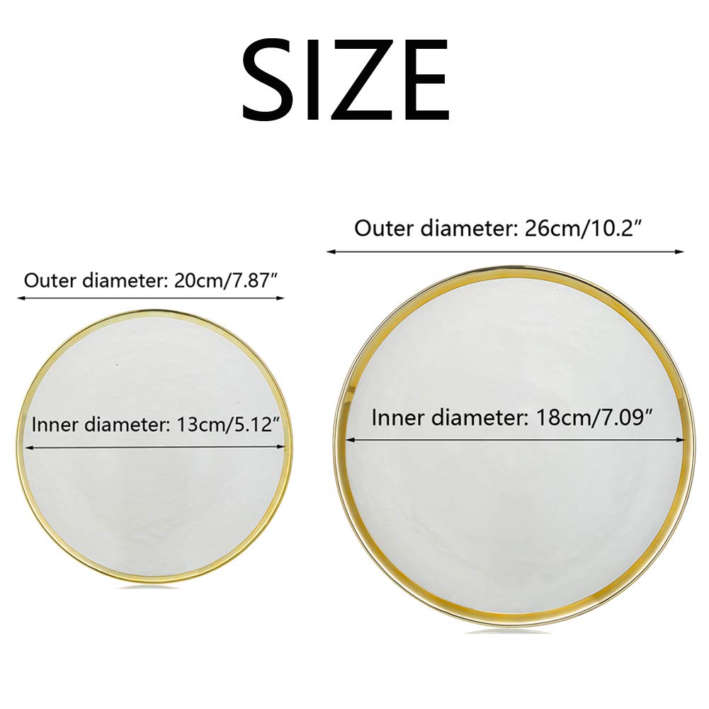 Glass Charger Dinner Plates Glass Bulk with Gold Rim, 10 Pcs