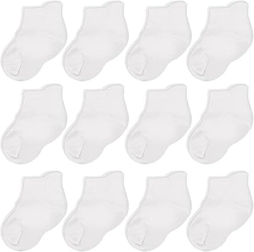 Baby & Toddler Socks Ankle Comfy Cotton Socks For Girls and Boys No Show Infant - 12 Pack
