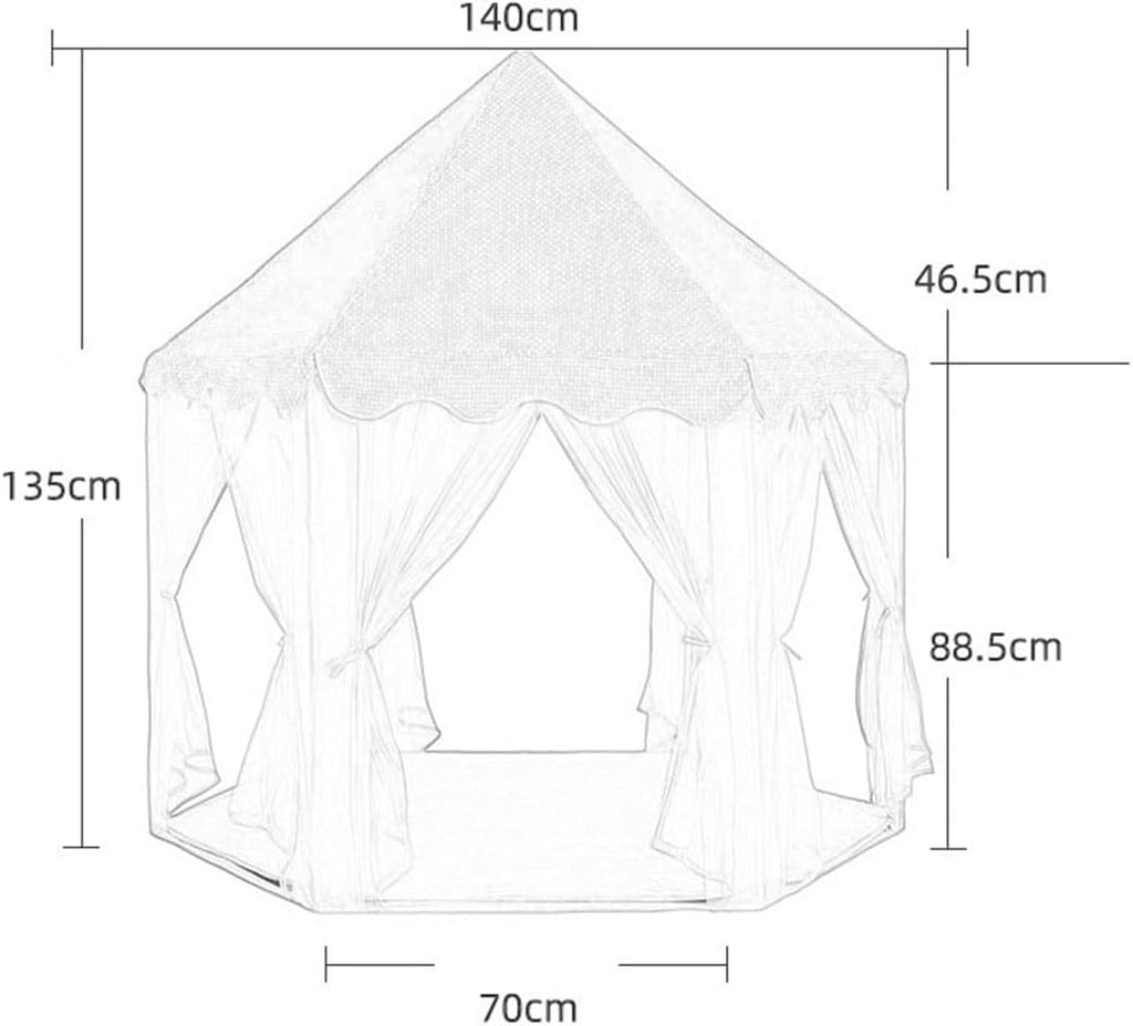 Kids Hexagonal Princess Tent with Bunting, Indoor Castle Playhouse for Girls, Large Spacious Kids Hideaway Tent