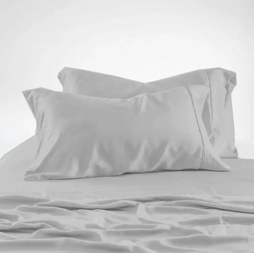 Twin 4Pc Bed Sheet Set, Microfiber, Deep Pocket, Wrinkle-Free, Breathable, Oeko-Tex, Light Grey