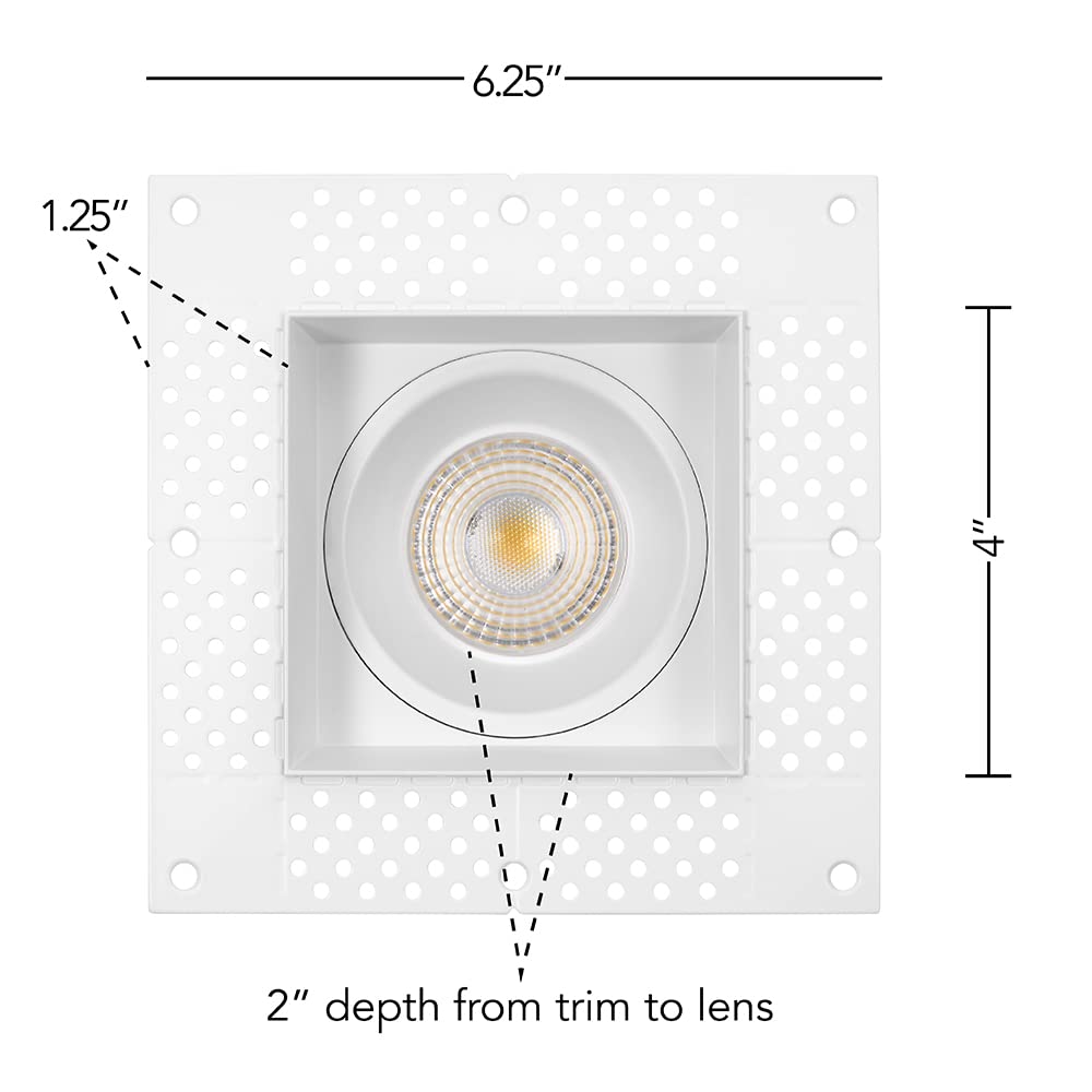 4" White Trimless Anti-Glare LED Square Downlight 1000 Lumens 5CCT