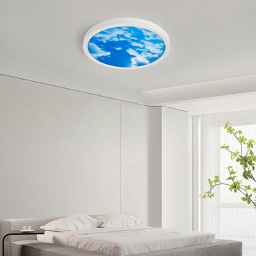 Modern Simple Creative Blue Sky, White Clouds, Swirling Beauty Ceiling Light, LED color Dimming Ultra Thin Round
