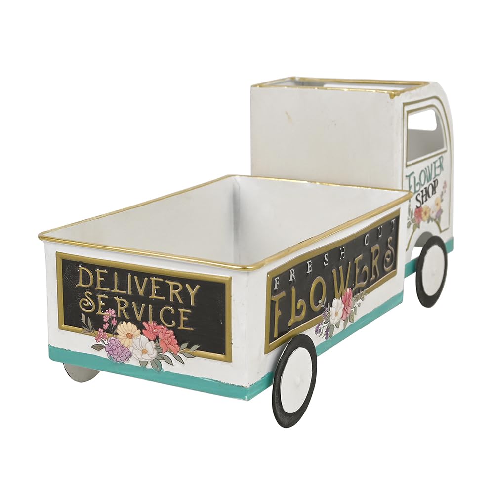 Farmhouse Small Flower Cart Metal Truck Decor Wagon Planters for Outdoor Plants Decorative Planters Vintage Indoor