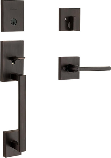 San Clemente Front Door Lock Handle and Deadbolt Set, Entry Handleset Exterior with Interior Reversible Lever - Door Handleset