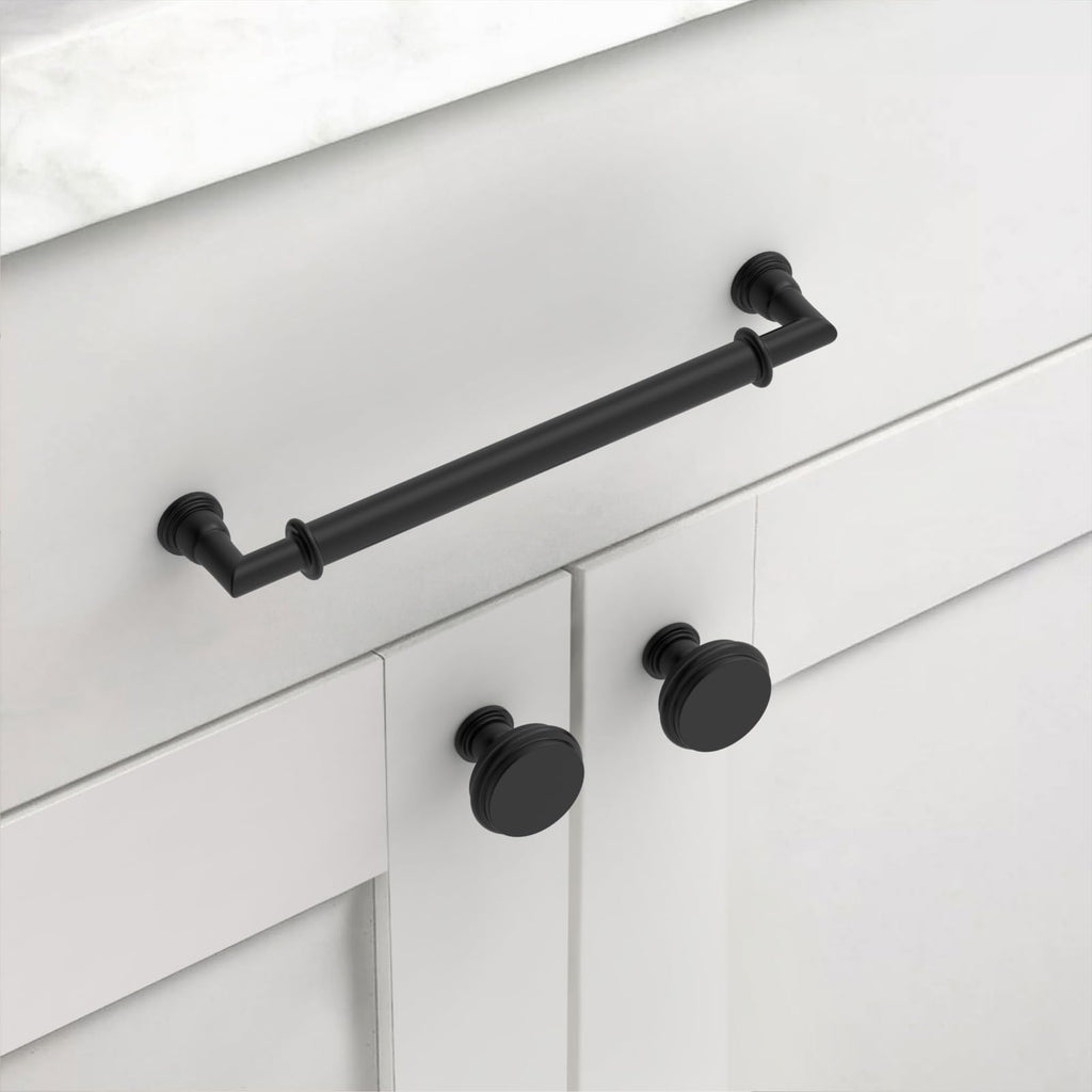 2 Pack 6.3 Inch(160mm) Matte Black Cabinet Pulls Heavy-Duty Solid Kitchen Cabinet Handles Black Drawer Hardware s