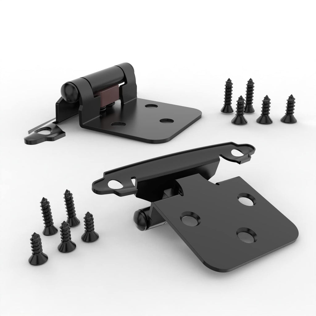 1/2" Overlay Cabinet Hinges, 6 Pack Self Closing Flush Mount Hinges with Door Bumper, Variable Decorative Hardware
