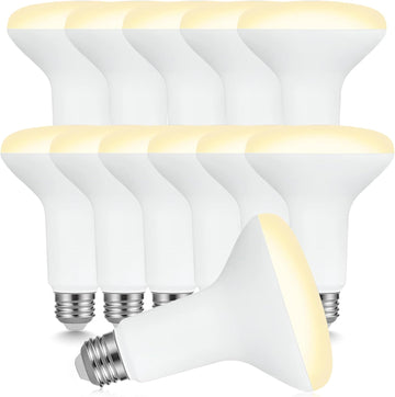 12 Pack BR30 LED Bulbs, 7.5W (65W Equivalent), 650 Lumens, 2700K Soft White, Dimmable, 110° Beam Angle, CRI 80, E26