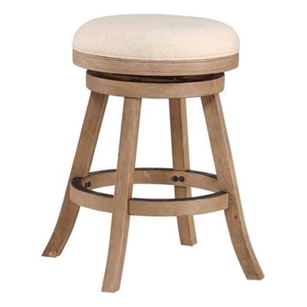 Inspired Bertoia Style Fenton Swivel Backless Counter Stool - Driftwood Wire-Brush