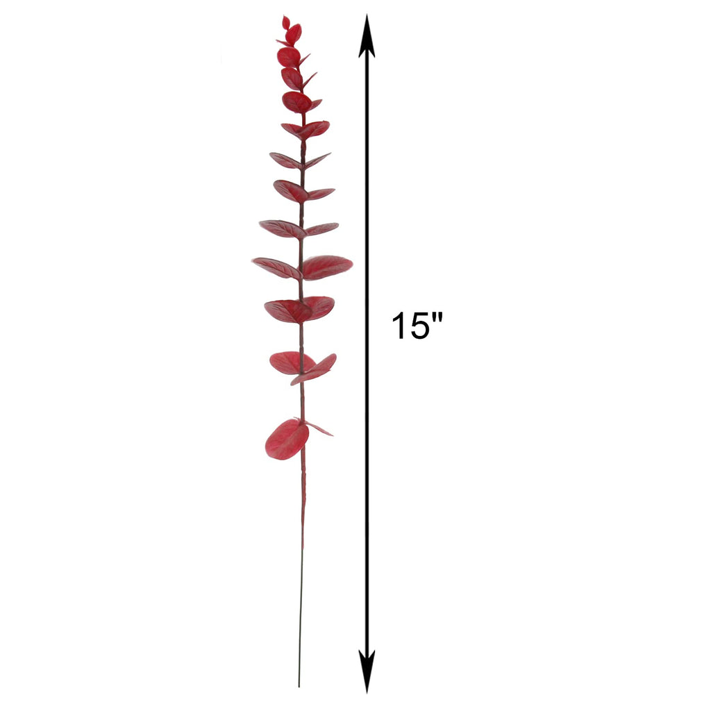 Real Touch Leaf Artificial Eucalyptus Stem Faux Eucalyptuses Wedding Bouquet Centerpiece Home Decor (26, Red)