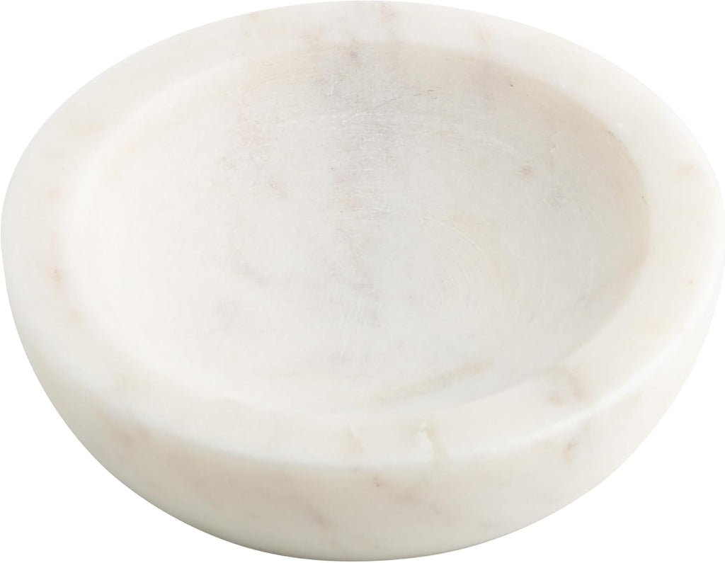 Natural Marble Trinket Dish - 4 inch Decorative Tray for Jewelry, Keys, Coins | Multi-Use Holder Ring Dish | Bathroom