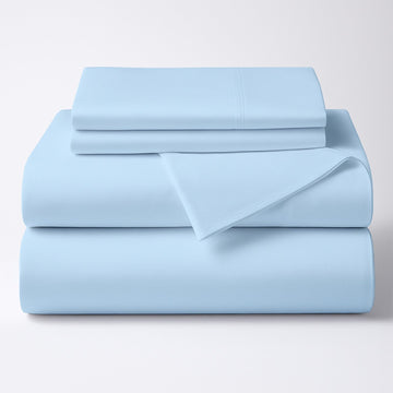 RV Bunk Sheet Set, 28x75, 4 Piece Egyptian Cotton, Light Blue