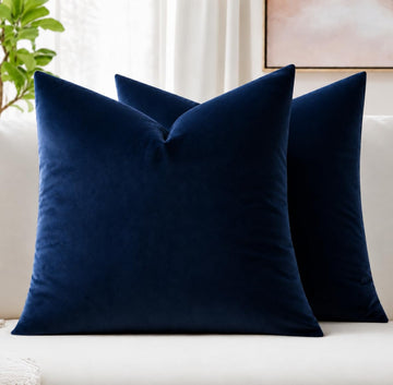 28x28 Inch Pack of 2 Euro Velvet Throw Pillow Covers Dark Blue