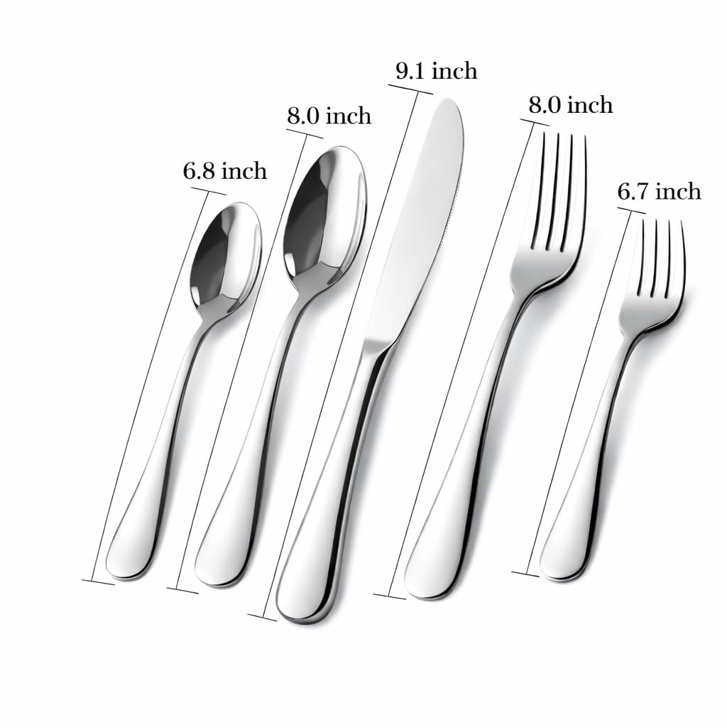 Silverware Set for 6, Stainless Steel Flatware Cutlery Set, Mirror Polished