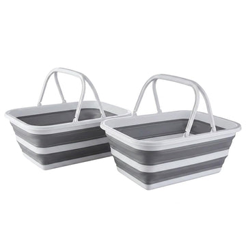 Collapsible Sink Picnic Basket with Handle 4.8 Gal/18.1L Bucket for Cleaning Camping Essentials Space Saving Outdoor