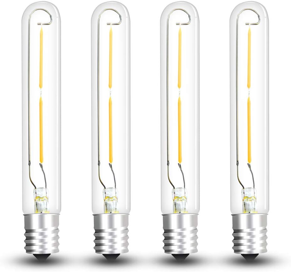LED T6.5 Tubular Filament Bulb, 2W T6.5 LED Appliance Light Bulb E17 Intermediate Base, 20W Incandescent Equivalent