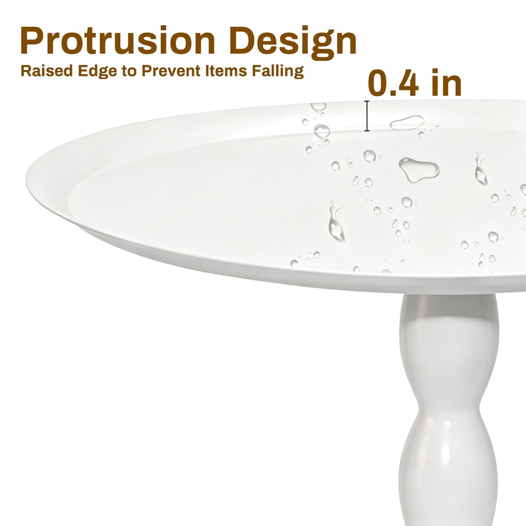 Plant Stand Indoor Outdoor, 11'' Round Single White Metal Plant Stand, Mid Century Modern Pedestal Flower Pot Stand