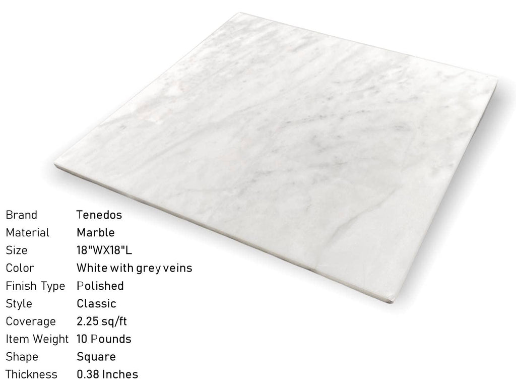 Carrara Marble Italian White Bianco Carrera 18x18 Marble Floor Wall Tile Polished Shower, Kitchen Baskplash, Fireplace