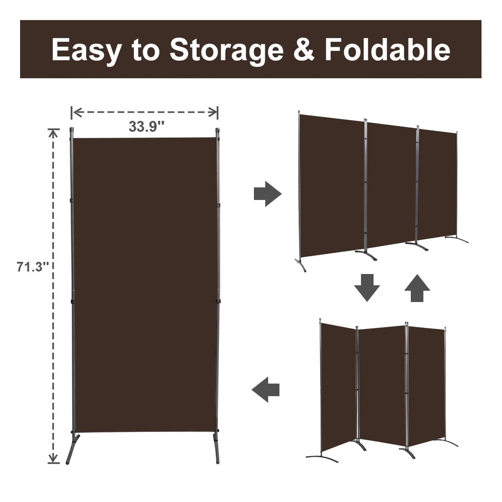 3 Panel Folding Room Divider, Sturdy Frame Freestanding Wall Divider