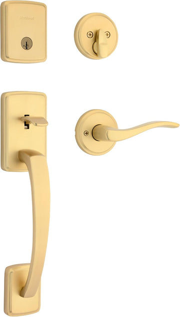 Brentford Front Door Lock Handle and Deadbolt Set, Entry Handleset Exterior with Sedona Reversible Lever - Door Handleset