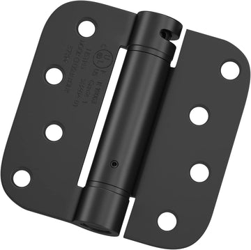 3 Pack Self Closing Door Hinges 4 Inch Black Spring Hinge with 5/8" Radius Corner Adjustable Tension for Residential
