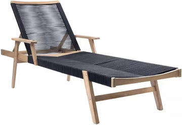 Acacia Wood Outdoor Sun Loungers with High Backrest and Rope Design WH17801