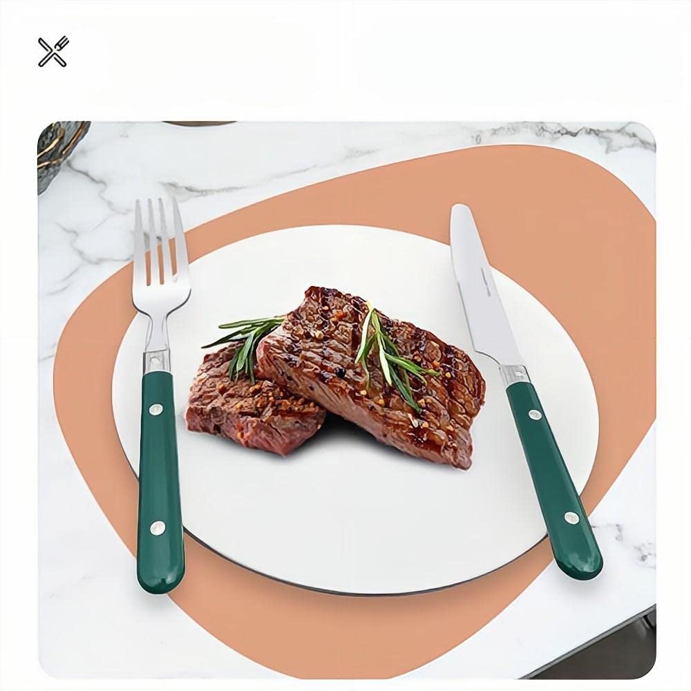 Two Nail Clamp Handles Kitchen Stainless Steel Silverware Tableware Flatware Cutlery Set Steak Knife Fork Spoon