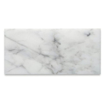 Carrara Bianco 6x12 Honed Marble Subway Tile - Genuine Italian Natural Stone Backsplash, Bathroom Walls, Fireplace (2