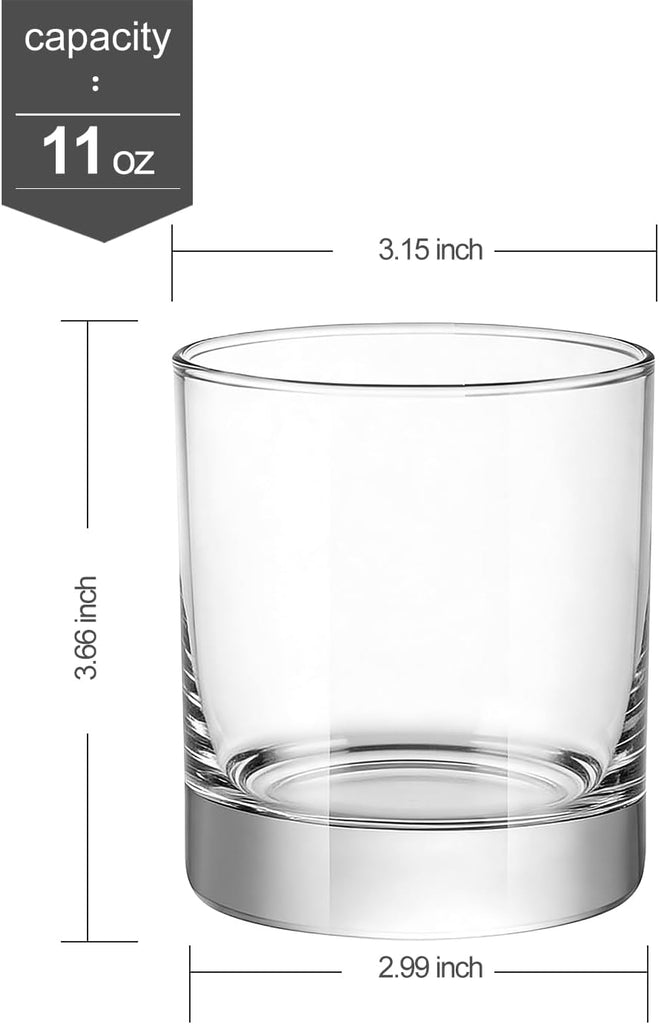 Whiskey Glasses-Premium 11 OZ Scotch Glass Set of 6 /Old Fashioned Whiskey Glasses/Style Glassware for Bourbon/Rum