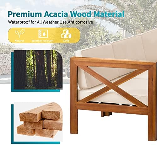 5-Piece Acacia Wood Outdoor Patio Furniture Set - Bistro for Backyard, Garden & Porch
