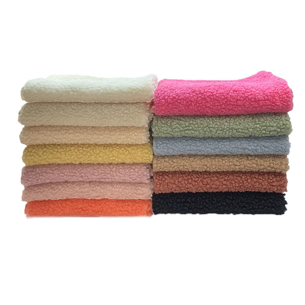 Faux Sheepskin Sherpa Fleece Fabric DIY Material Sewing (Pink, 18x20 in/45x50 cm)