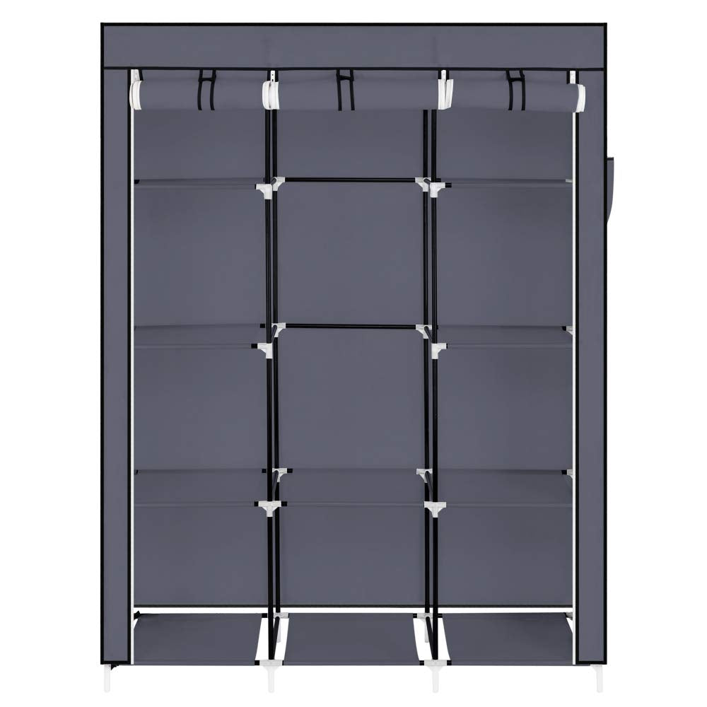 Portable Closets Freestanding Closet Organizer Clothes Wardrobe Garment Rack Dustproof Non-Woven Cover with Storage