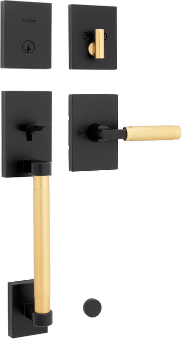 Prava Front Door Lock Handle and Deadbolt Set, Entry Handleset Exterior with Interior Reversible Lever - Door Handleset