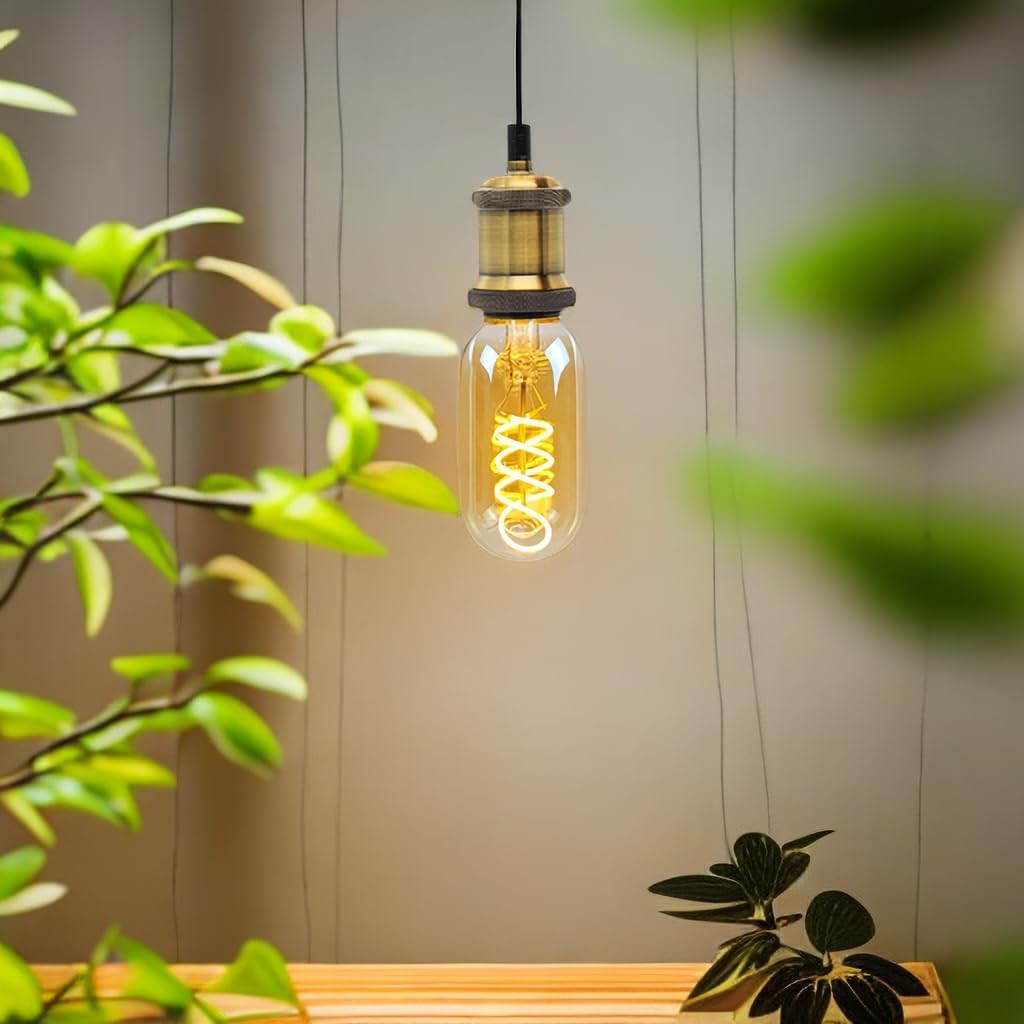 Edison Bulb Led Bulb Vintage 4W Dimmable 110-130V 2000Kelvin Super Yellow Warm Decorative Light Bulb (T45 Spiral