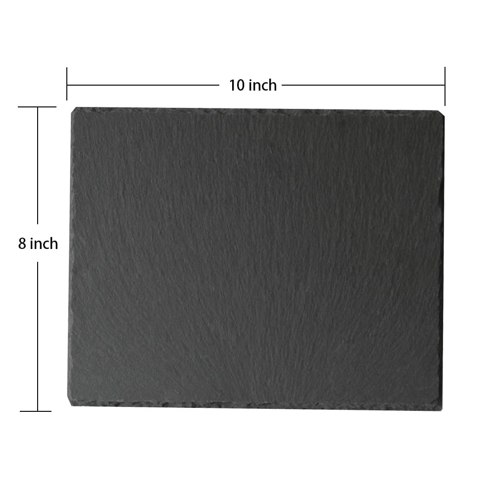 6 Pack 10 x 8 Inch Slate Cheese Board and Slate Charcuterie Boards - Individual Stone Plates for Cheese, Meat