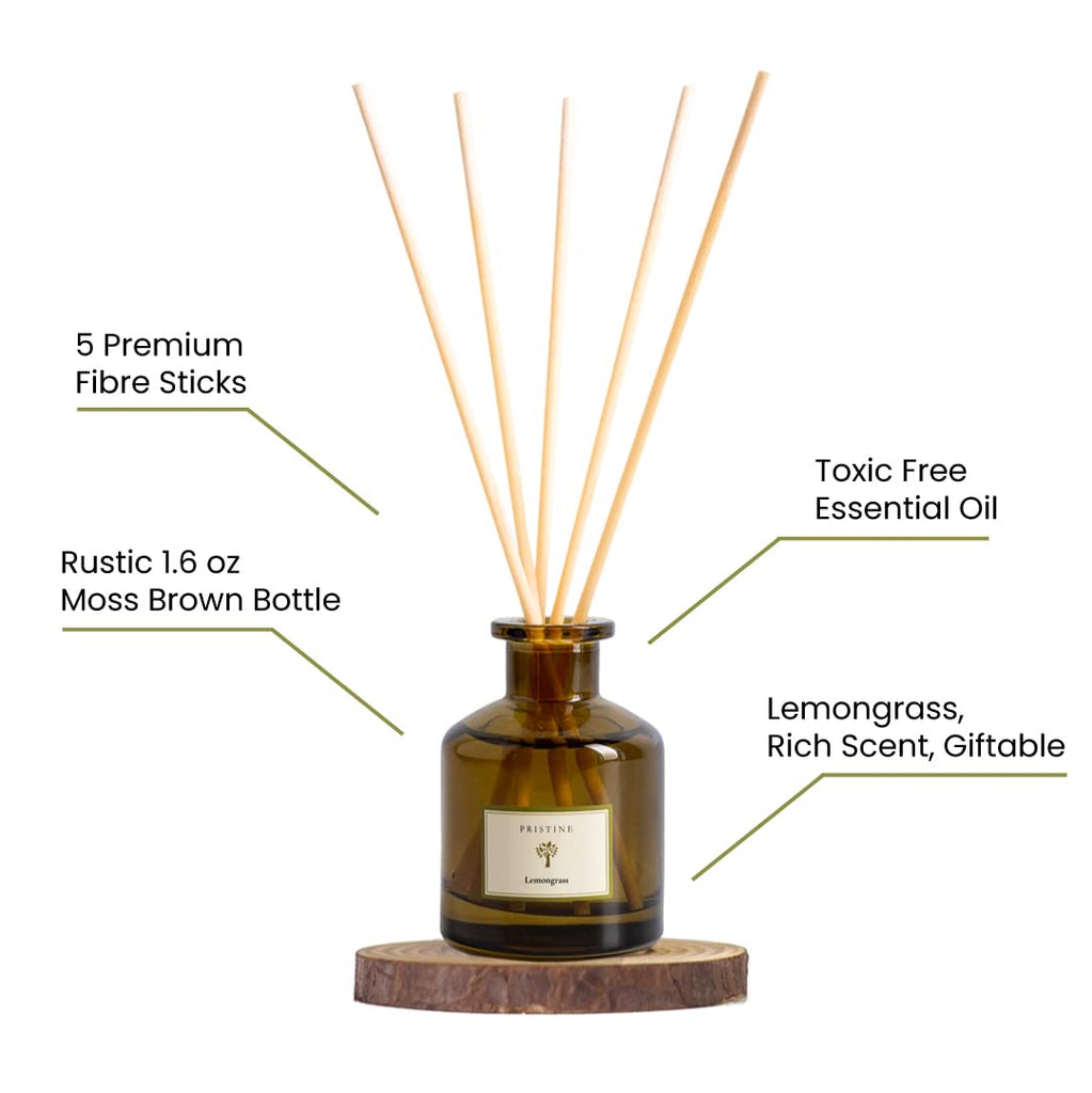 Lemongrass Reed Diffusers | Fresh Lemongrass & Citronella Room Fragrance, Oil & Room Diffusers with Reeds Stick
