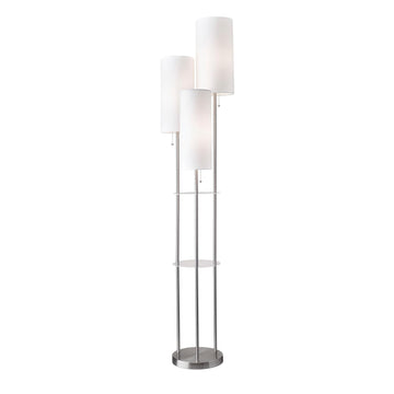 Shelf Floor Lamp, Brushed Steel & White, Storage, 68"