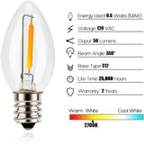 Night Light Bulbs, C7 Candelabra LED Light Bulbs, E12 Chandelier Base, 4W 5W 6W 7W Incandescent Equivalent, Warm