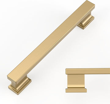 10 Pack Champagne Bronze Cabinet Pulls 5 Inch(128mm) Hole Center Kitchen Cabient Hardware Brushed Brass Cabinet Handles