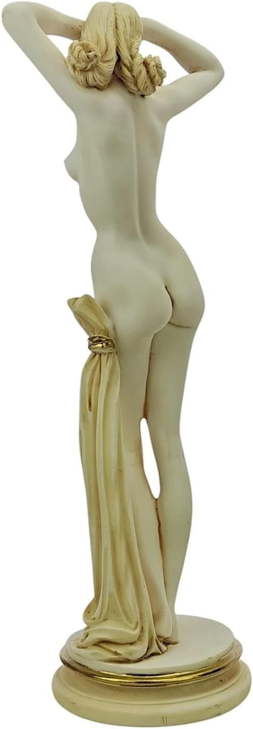 Female Classical Statue Sculpture, Greek Inspired Cast Marble Figurine 17 in, Patina Finish Art Sculpture, Handmade