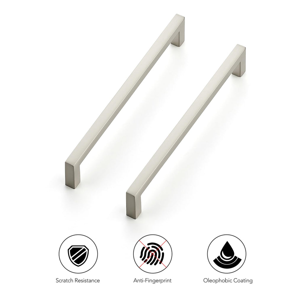 Brushed Nickel Square Solid Cabinet Handles, 6-1/4 Inch, 5 Pack