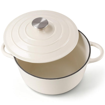 4-Quart Enameled Cast Iron Dutch Oven Pot with Lid, Light Sandalwood