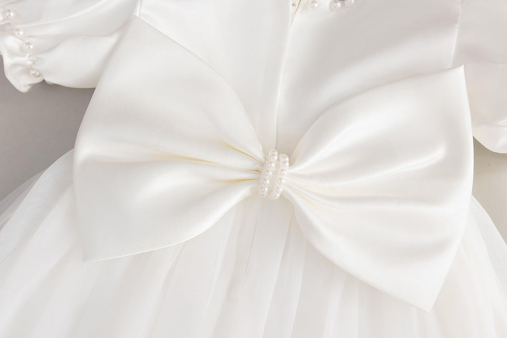 Toddler Baby Flower Girls Dress Wedding Guest Satin Birthday Party Formal Pageant Tulle Dress for Baby Girl