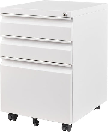3 Drawer Mobile File Cabinet with Lock, Under Desk Metal Filing Cabinets Organizer Letters/Legal/A4(Fully