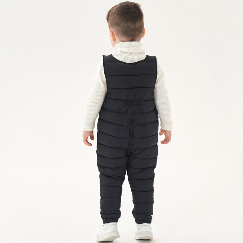 Toddler Snow Suit Boy Snow Bibs Kids SnowSuit Puffer Winter Warm Zip Up Baby Snowsuits Waterproof 0ne Piece Quilted