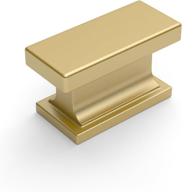 10 Pack Brushed Gold Cabinet Knobs 1.46 Inch(37mm) Single Hole Cabinet Handles Rectangle Dresser Knobs Drawer Knob