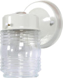 Jelly Jar 1-Light Outdoor Wall Light with Clear Ribbed Glass, Wet Rated for Porch, Patio, and Entryway - Design House