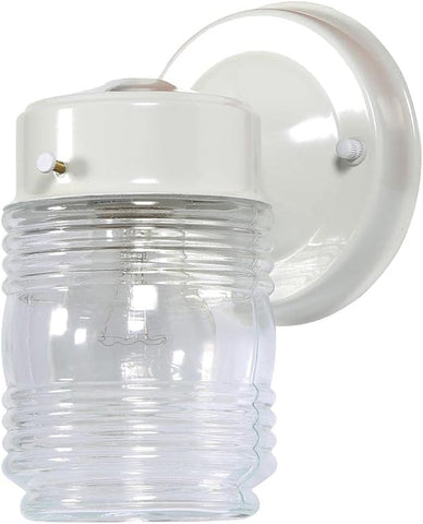 Jelly Jar 1-Light Outdoor Wall Light with Clear Ribbed Glass, Wet Rated for Porch, Patio, and Entryway - Design House