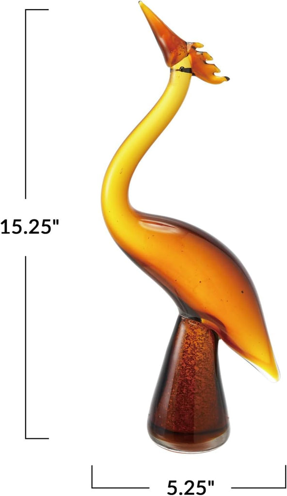 Hand-Blown Glass Crane